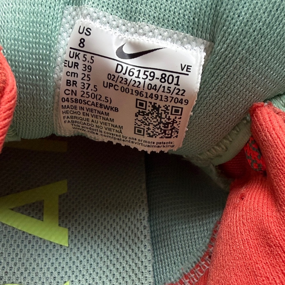 Nike Women's Trail Running Shoes - Red with Neon Green/Yellow Accents - Picture 7 of 7